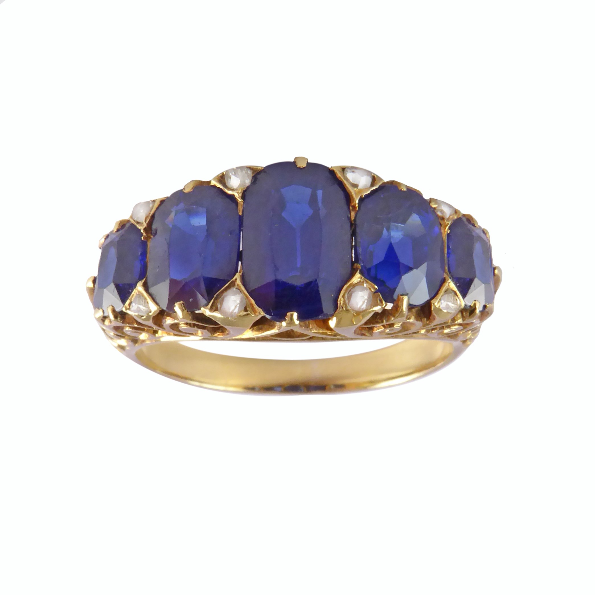 Antique graduated five stone sapphire ring